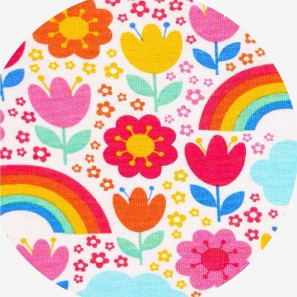 NWT Posh Peanut 3T-4T Rainbow Melody Ruffled Cap Sleeve Top Ruffled Short Set - Picture 7 of 7